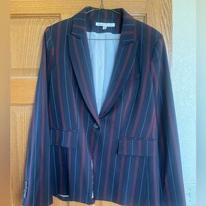 Veronica Beard lined blazer. Dark navy midnight with burgundy and marine blue.
